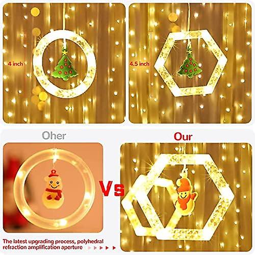 Christmas Window Lights Indoor Decoration - 120 LED 10FT Twinkle Curtain String Lights（large）