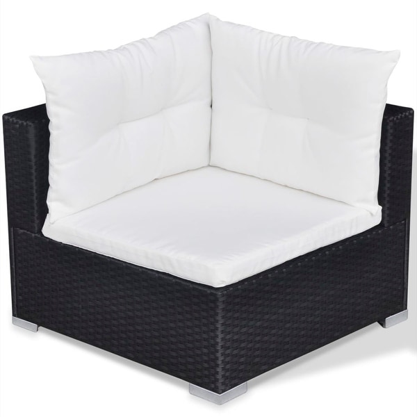 vidaXL 10 Piece Patio Lounge Set with Cushions Poly Rattan Black