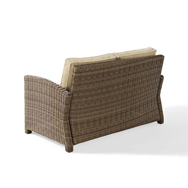 Crosley Bradenton Outdoor Wicker Loveseat with Sand Cushions