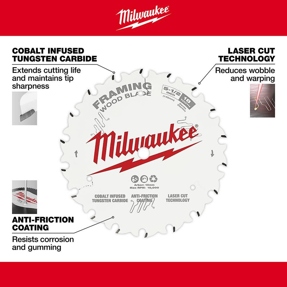 Milwaukee 5-1/2 in. 18T Framing Circular Saw Blade 48-40-0520 from Milwaukee