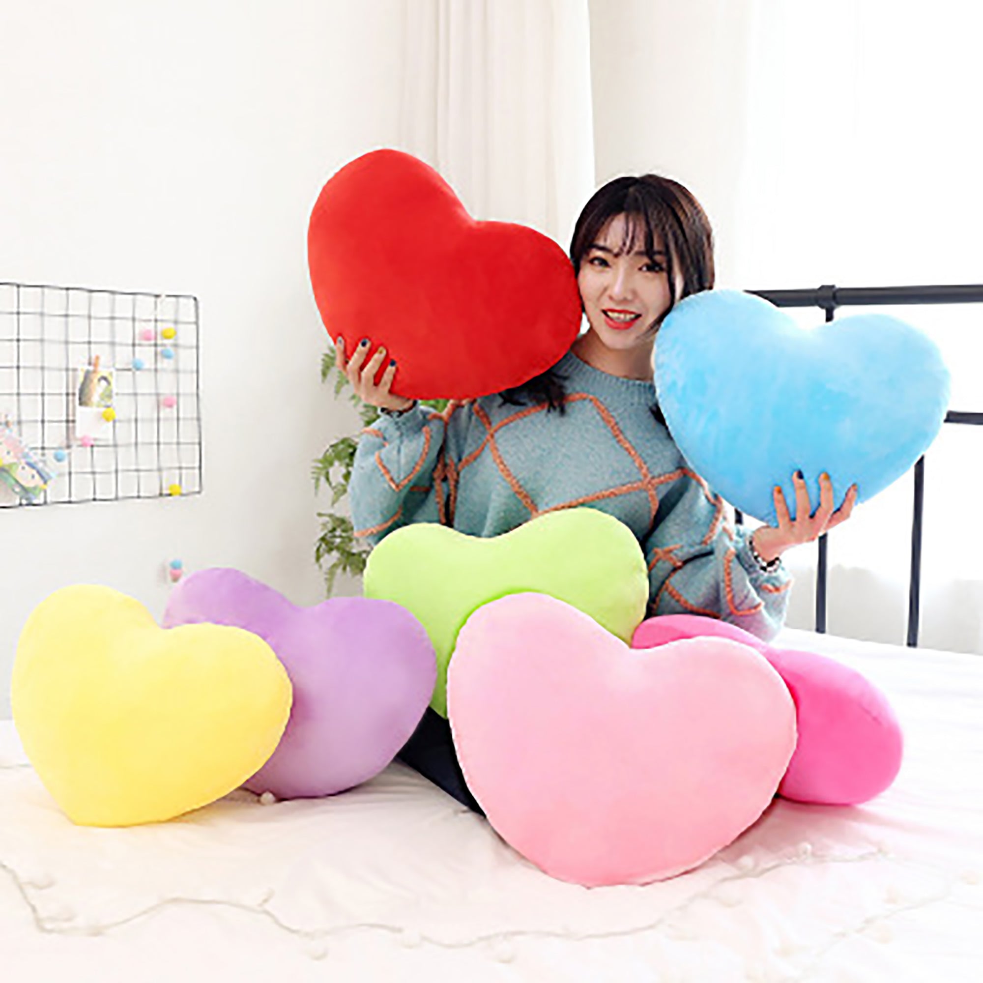 Multitrust Throw Pillow Heart-Shaped Pillow Back Cushion Plush Doll Stuffed Toy