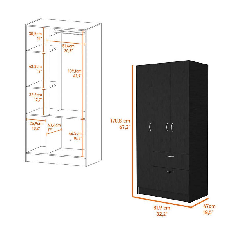 Ramblas Armoire， Two Cabinets， One Drawer， Hidden Drawer Shoes