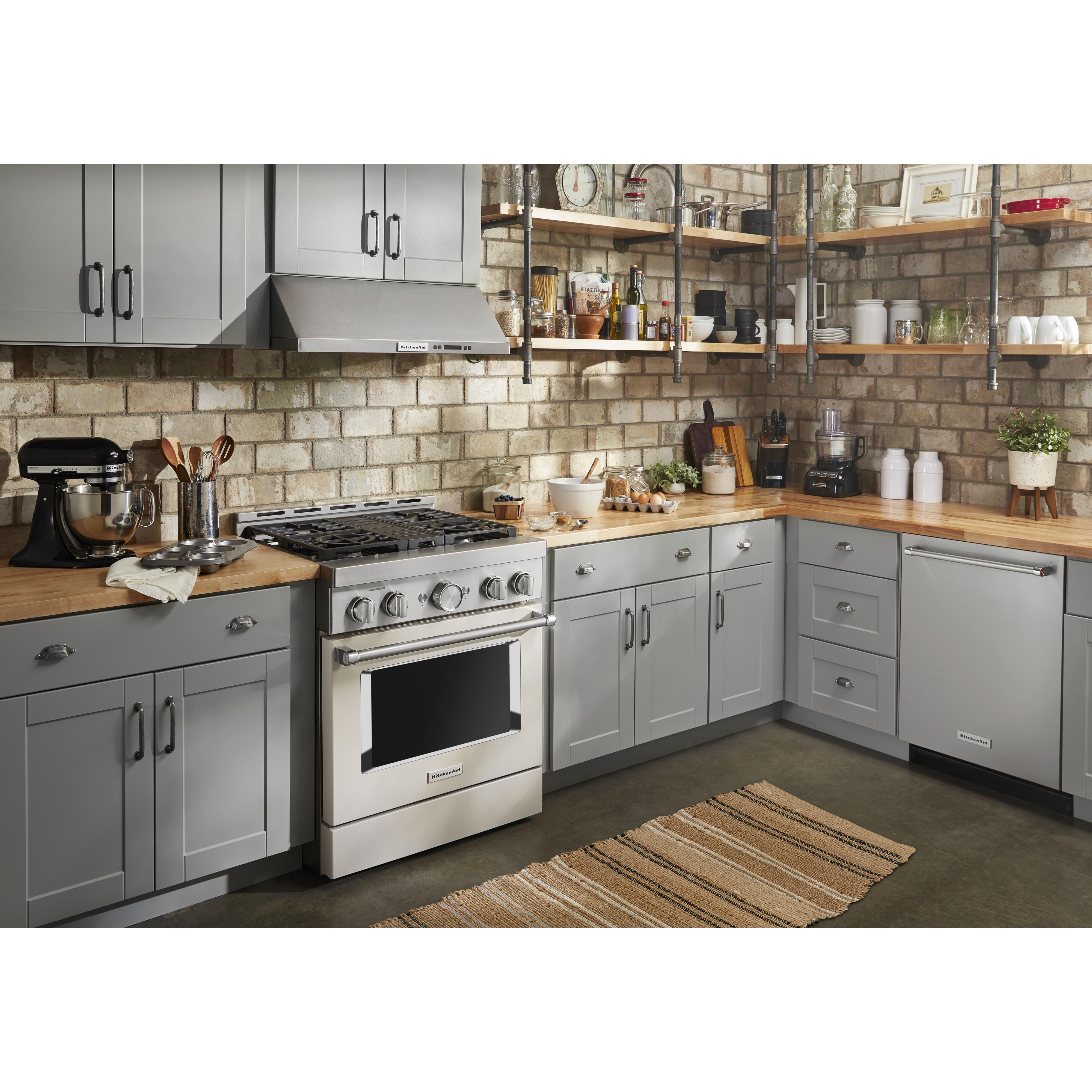 KitchenAid 30-inch Freestanding Gas Range with Even-Heat? True Convection KFGC500JMH