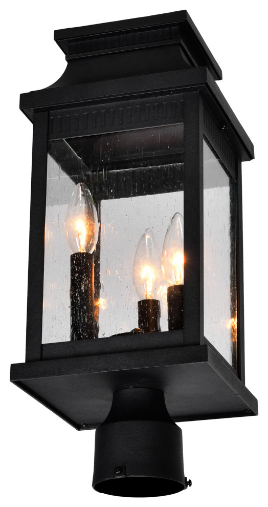 Milford 3 Light Outdoor Black Lantern Head   Transitional   Post Lights   by CWI Lighting  Houzz