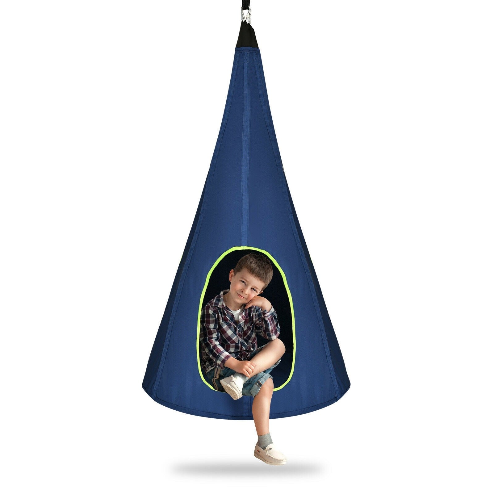 Costzon Kids Nest Swing Chair, Hanging Hammock Seat w/Adjustable Rope, 2 Windows and 1 Entrance