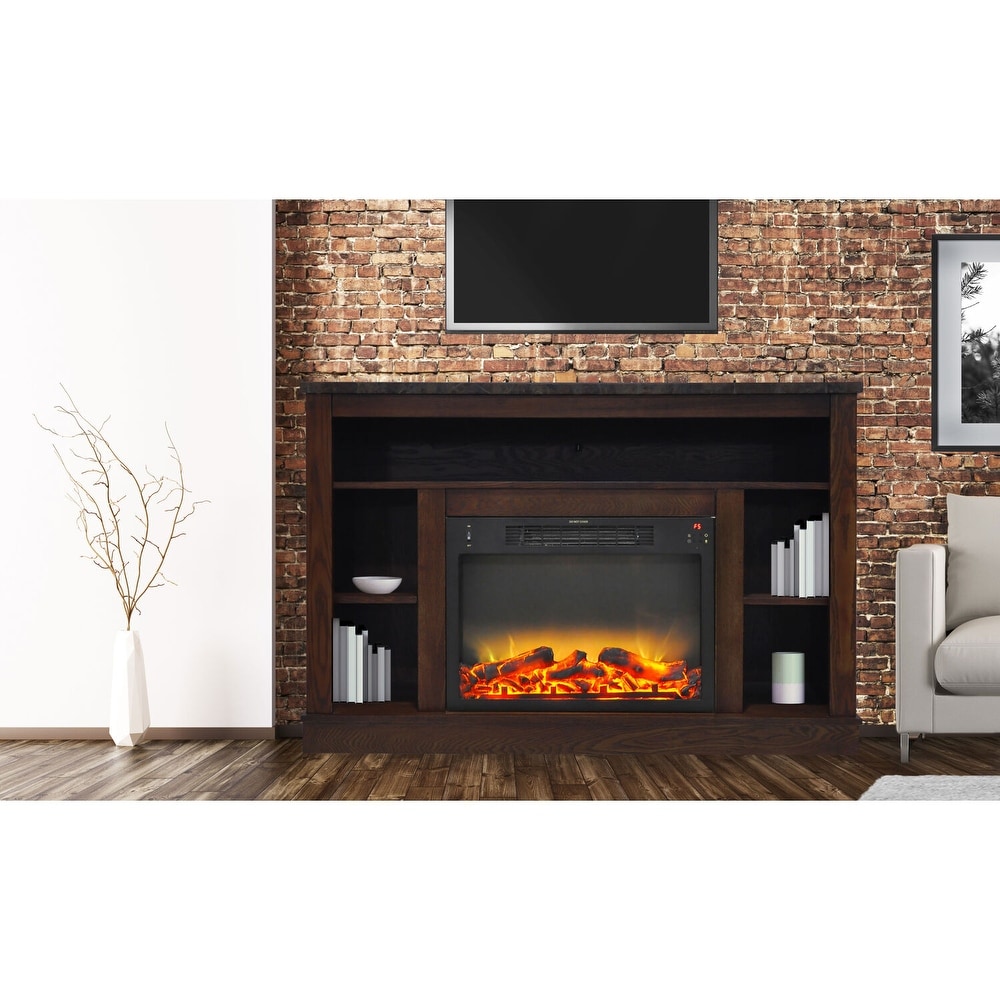 Hanover Oxford 47 In. Electric Fireplace with a Multi Color LED Insert and Mahogany Mantel