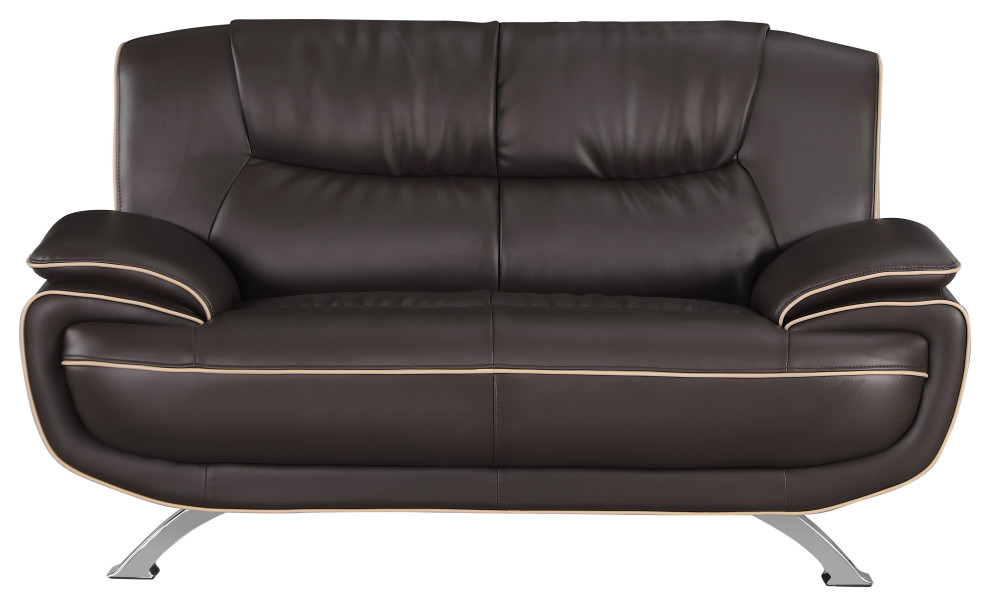 esio Contemporary Premium Leather Match Loveseat   Contemporary   Loveseats   by Luxuriant Furniture  Houzz