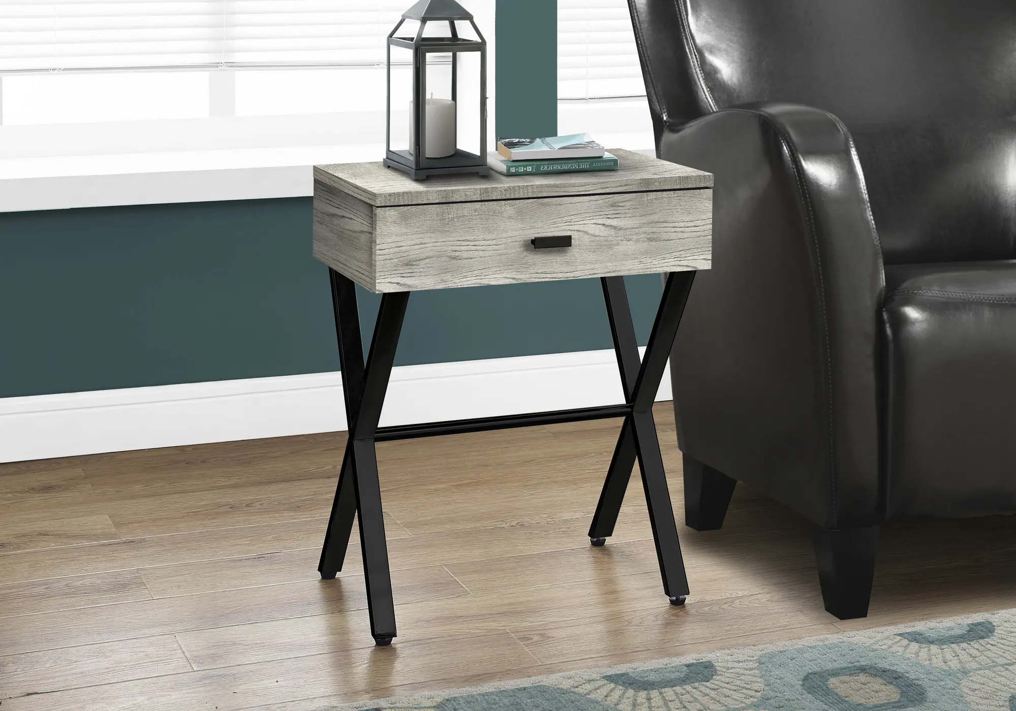 Gray Accent Table with Drawer