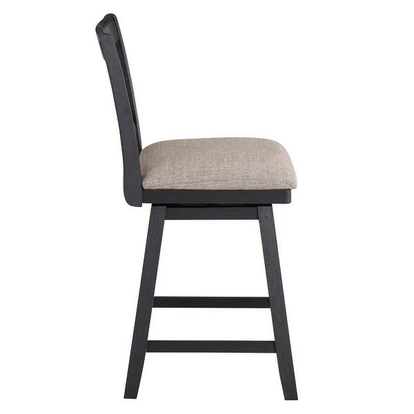 Wooden Linen Swivel Bar Counter Stool