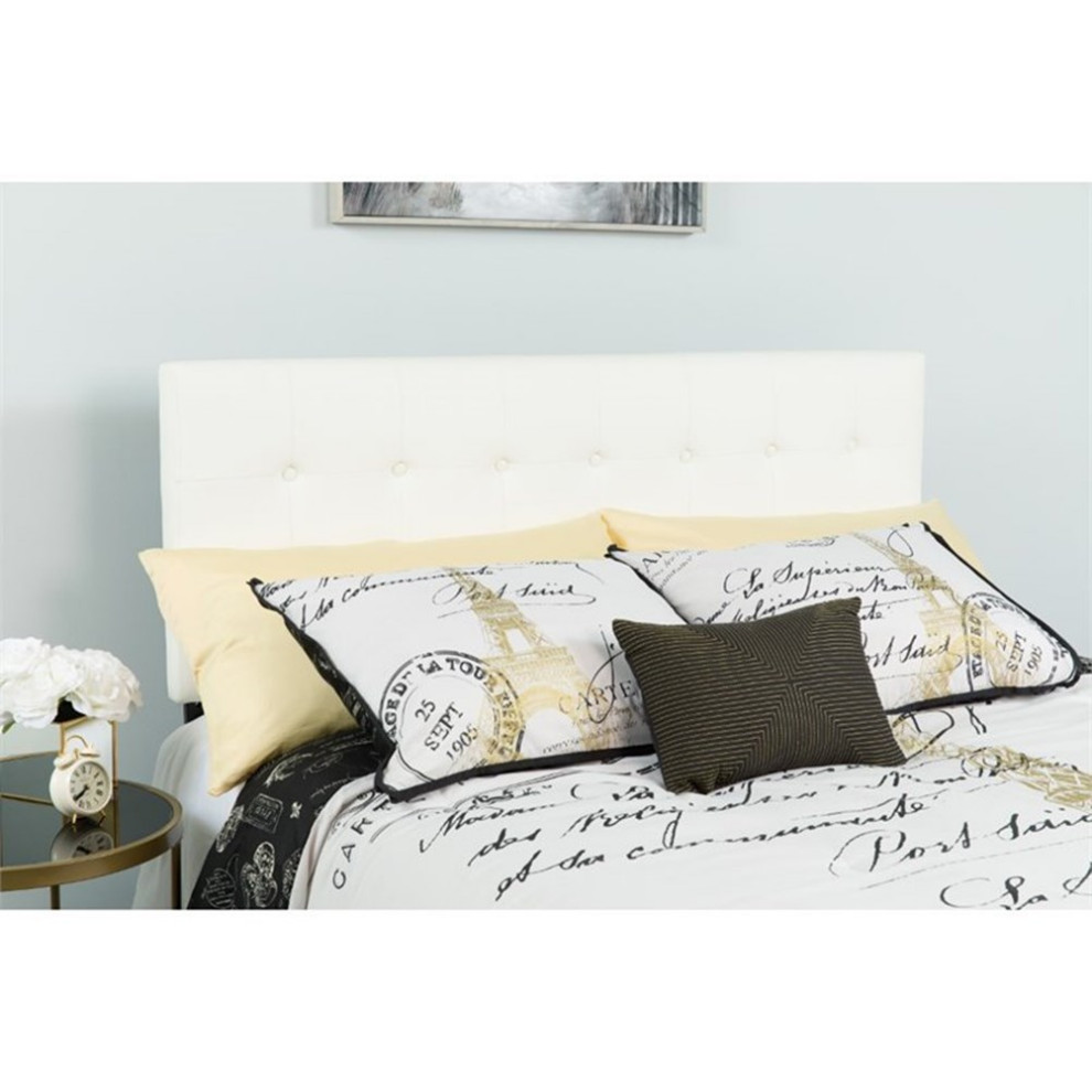 Flash Furniture Lennox Upholstered Full Panel Headboard in White   Transitional   Headboards   by Homesquare  Houzz