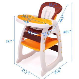 Nyeekoy 3-in-1 Convertible Toddler High Chair Table Baby Booster Seat with Feeding Tray Yellow TH17L0218