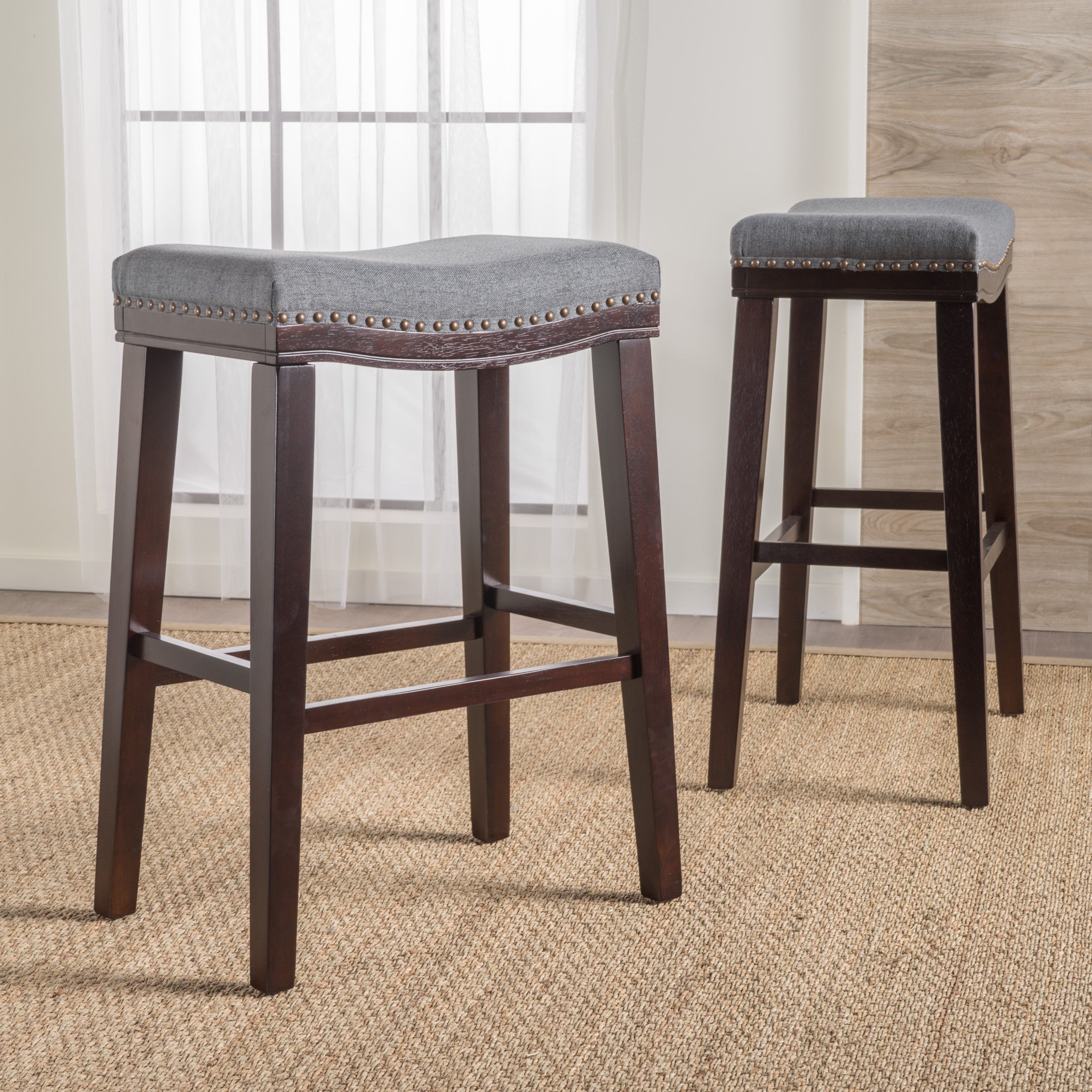 Cavalia 30-Inch Saddle Shaped Studded Rim Stool (Set of 2)