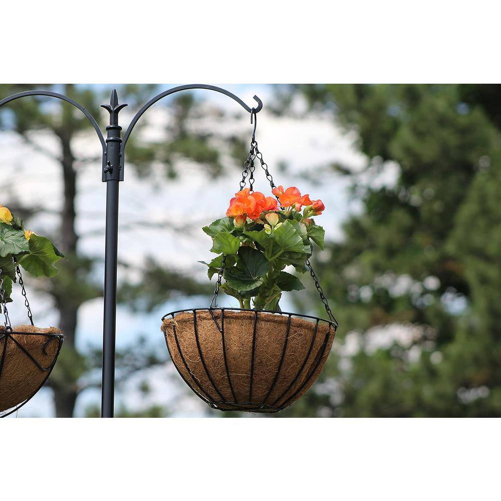 Ashman Online 12 in. Dia. Growers Ashman Hanging Basket Black Metal with Coco Lining PlantBasketRoundWire2Pk