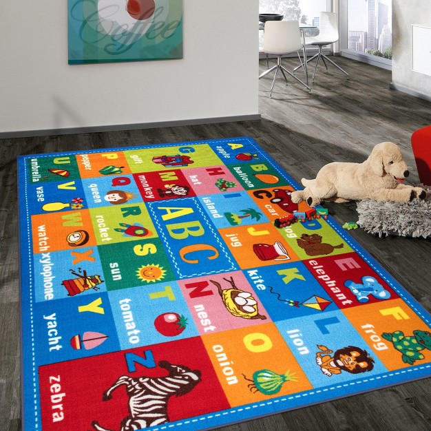 World Rug Gallery Kids Educational Learning Alphabet Symbols Non Slip Area Rug