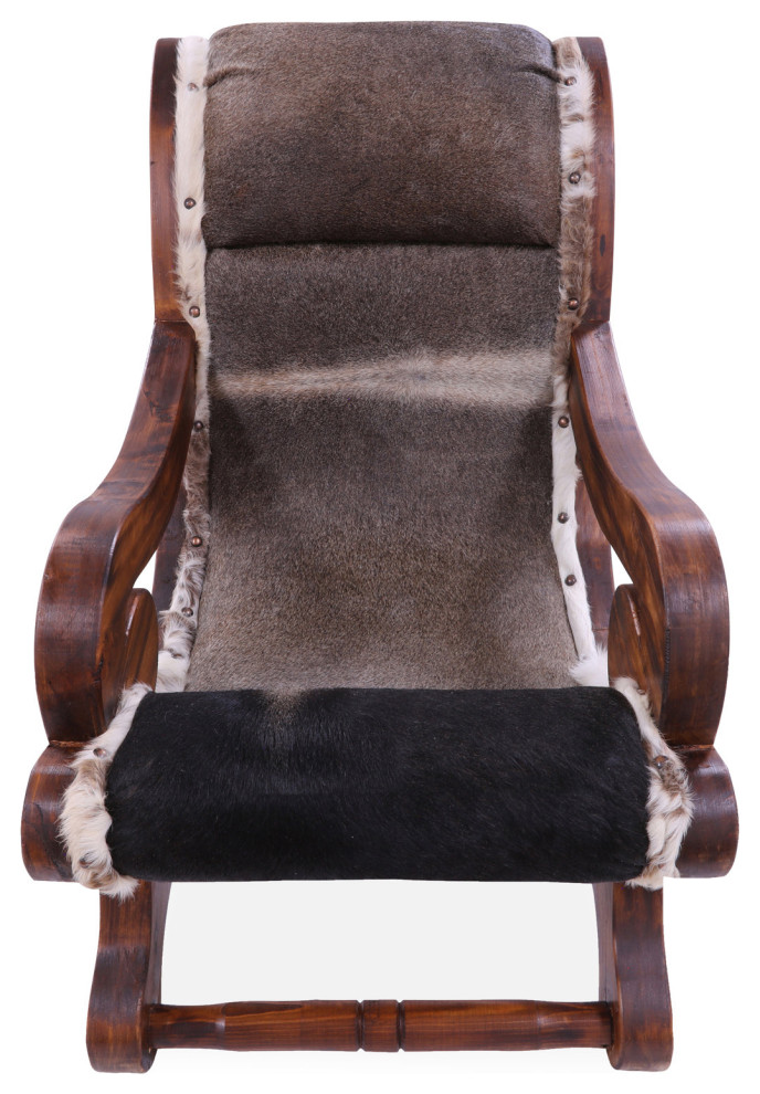 Reclaimed Wood Hair On Cowhide Handcrafted Chair C204 FC   Rustic   Armchairs And Accent Chairs   by Manhattan Rugs  Houzz