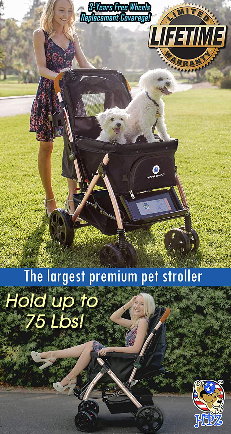 HPZ Rover Premium Heavy Duty Pet Stroller， Black