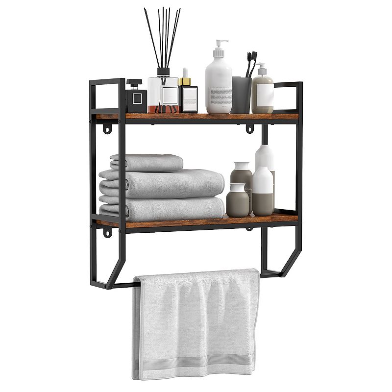 Over The Toilet Shelf Wall Mounted With Metal Frame For Bathroom