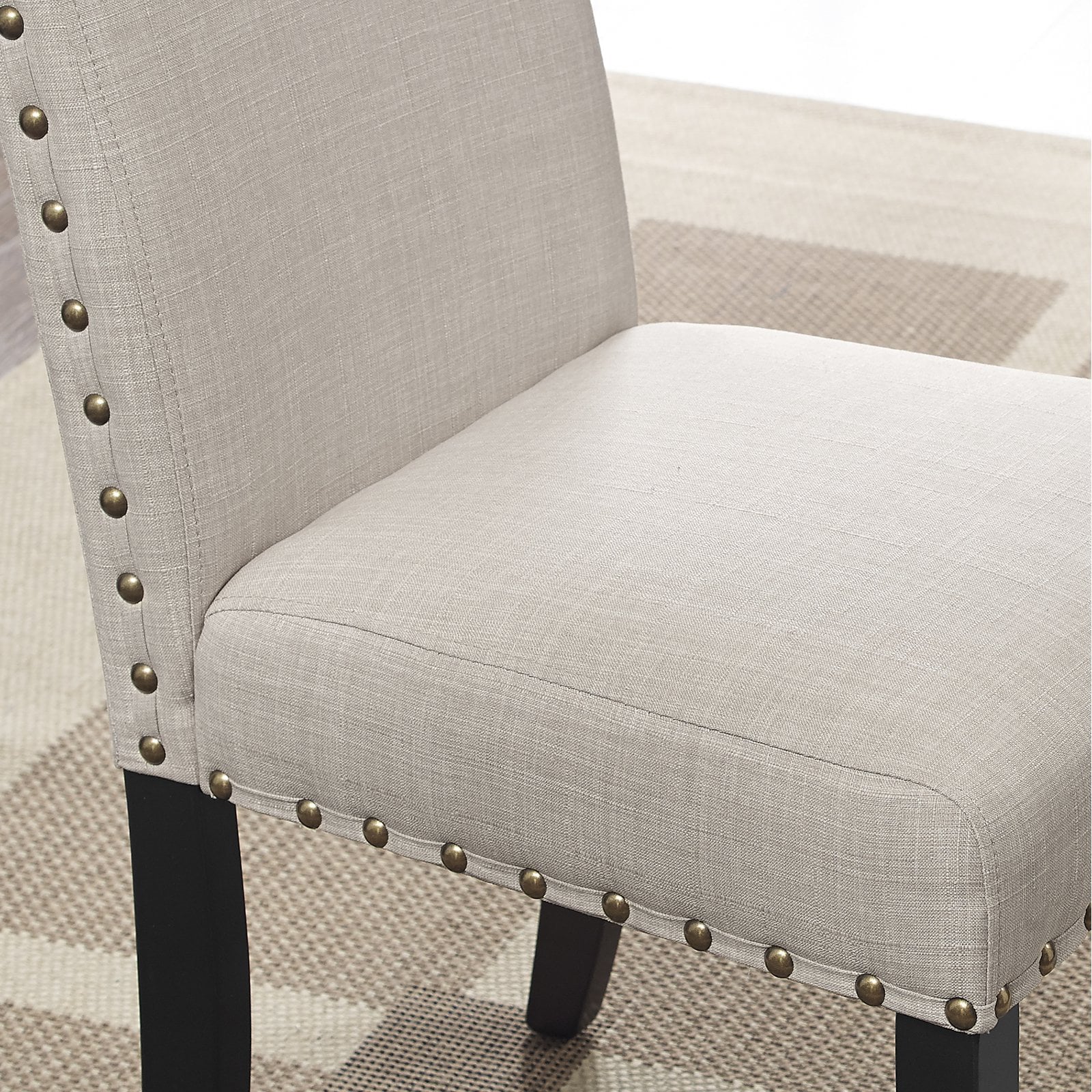 Roundhill Furniture Biony Fabric Dining Chair with Nailheads in Blue (Set of 2)