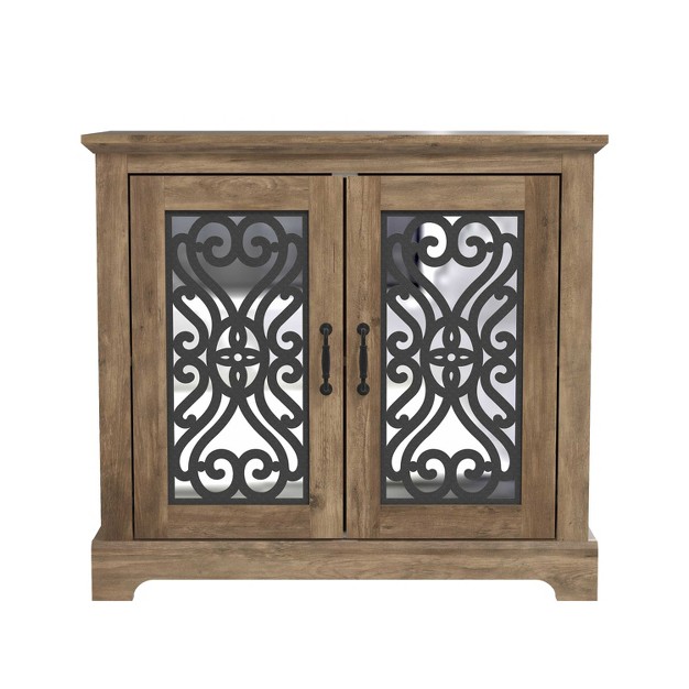 Galano Calidia Accent Cabinet With 2 Doors In Knotty Oak Dusty Gray Oak