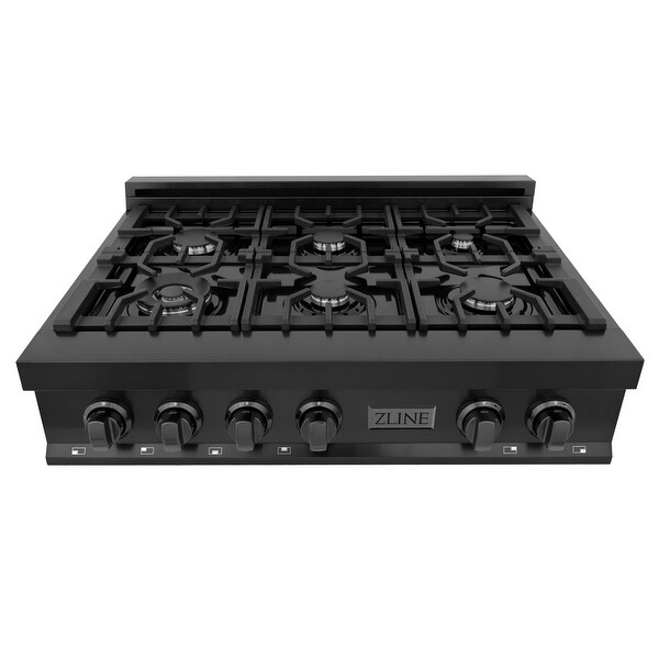 ZLINE Porcelain Gas Stovetop in Black Stainless with Gas Burners