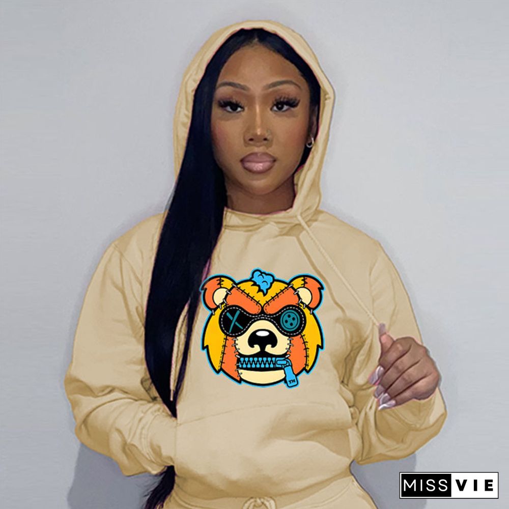 Cartoon Print Long Sleeve Hoodies Sweatshirt Tops