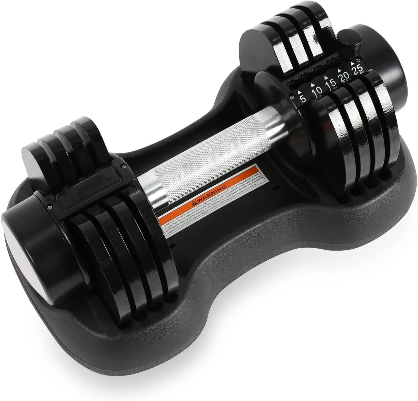 SUGIFT Adjustable Dumbbell 25 Lbs. with Fast Automatic Adjustable and Weight Plate for Home Gym Strength Training Fitness