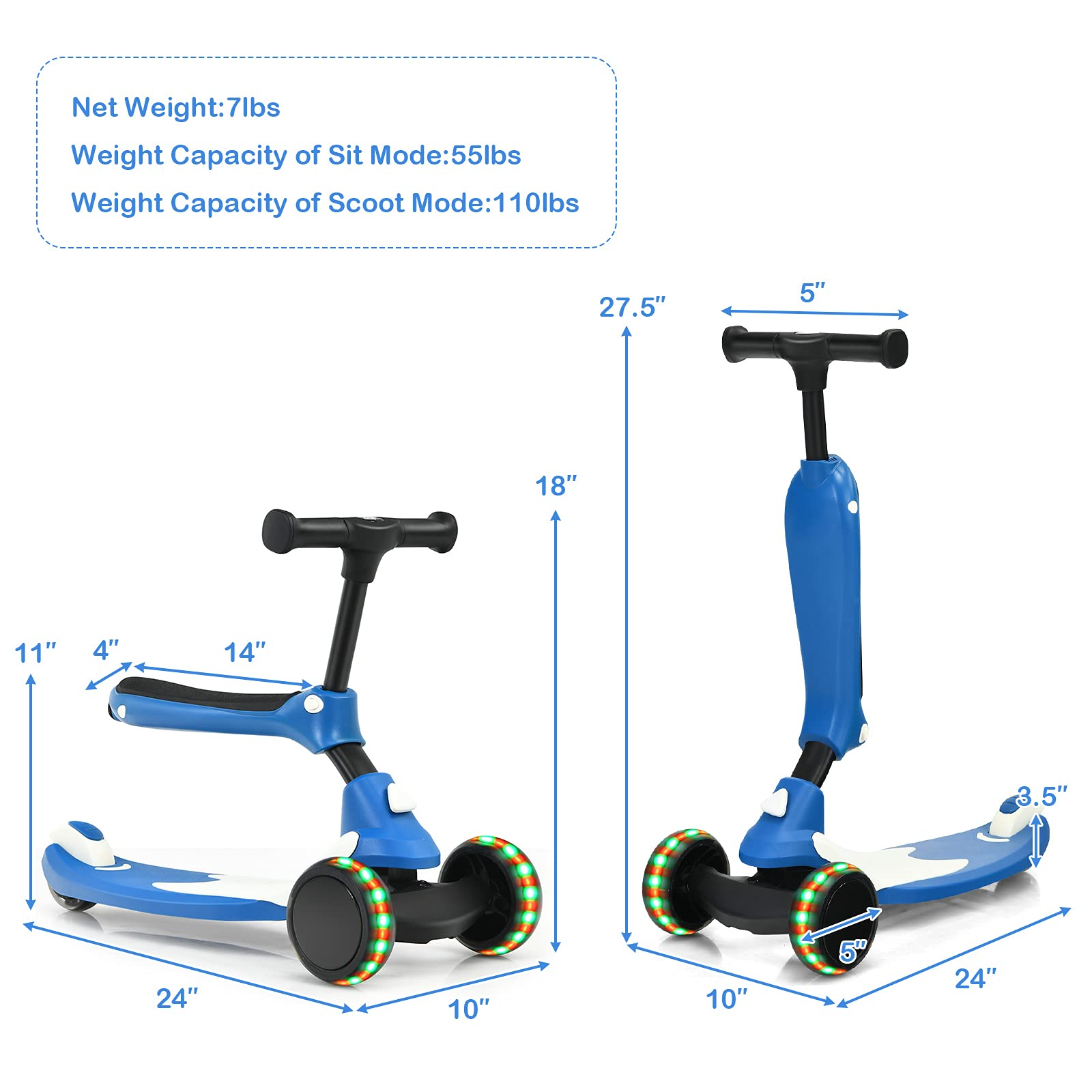 Costzon Kick Scooter for Kids, 3 Wheeled Toddler Scooter