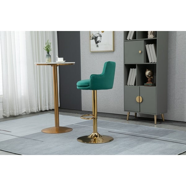 Modern Swivel Barstools with Footrest Velvet Adjustable Height Bar Chairs