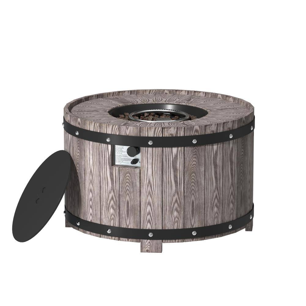 Clihome Outdoor Gray 36 in. Round Gas Fire Pit Fits 20lb Internal Gas Tank Suitable for the Garden or Balcony CL-F984-A