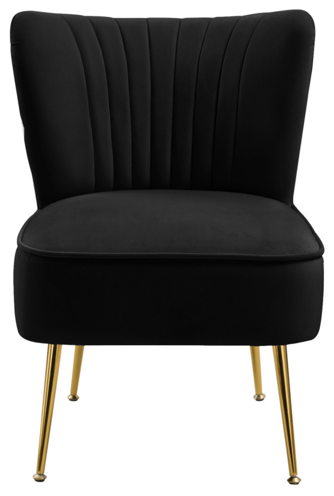 Tess Channel Tufted Velvet Accent Chair   Midcentury   Armchairs And Accent Chairs   by Meridian Furniture  Houzz