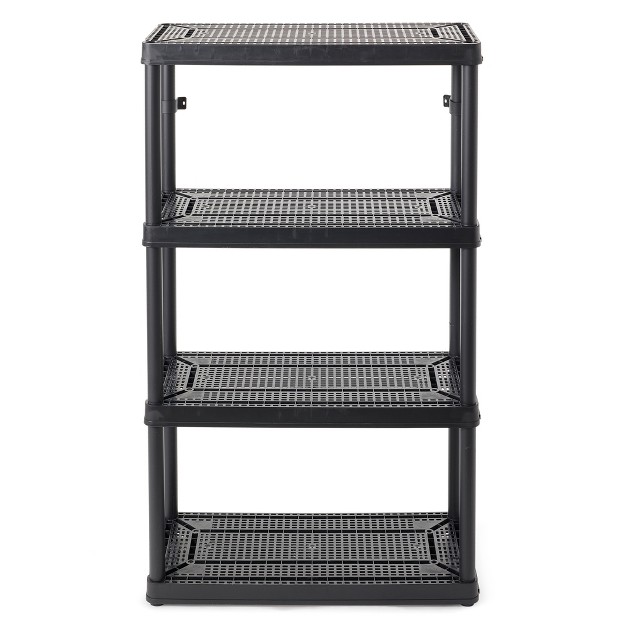 Gracious Living 4 Shelf Fixed Height Ventilated Medium Duty Shelving Unit Black