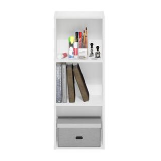 Furinno Pasir 31.5 in. White Wood 3-Shelf No-Tool Assembly Standard Bookcase 20332WH