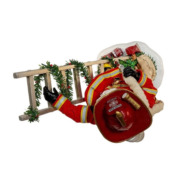 Kurt Adler 11.5Inch Fabriché Fireman Santa On Ladder