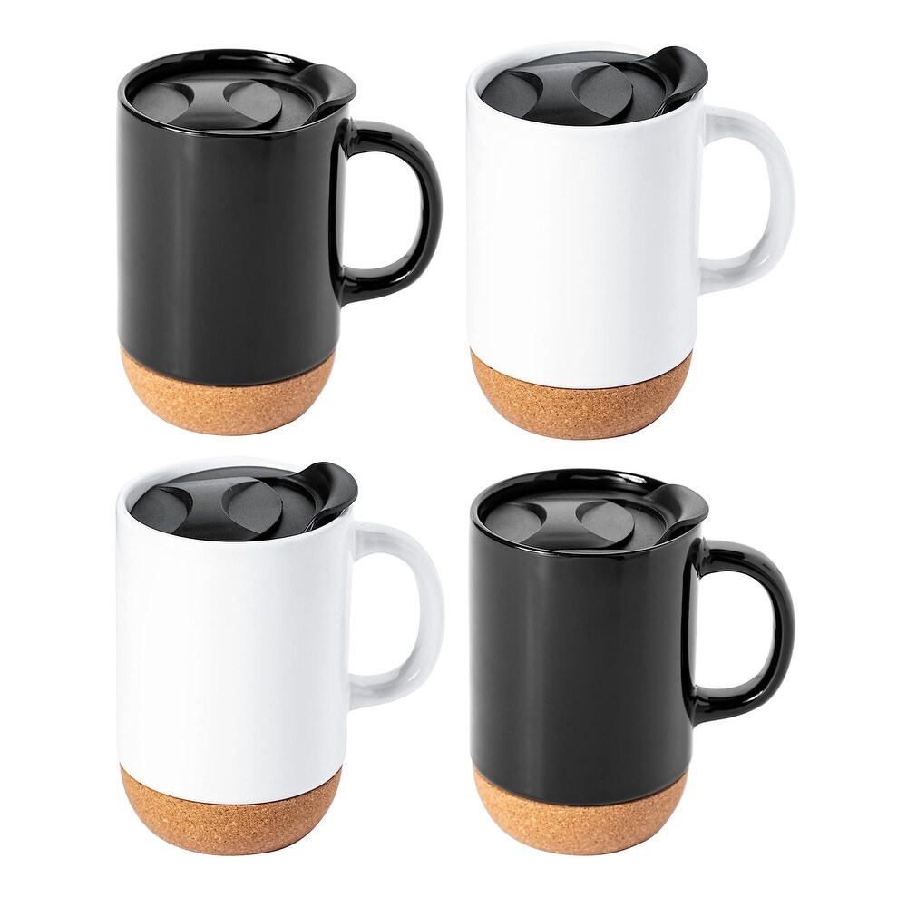 4 Piece 16.5 Ounce Stoneware Travel Mug Set