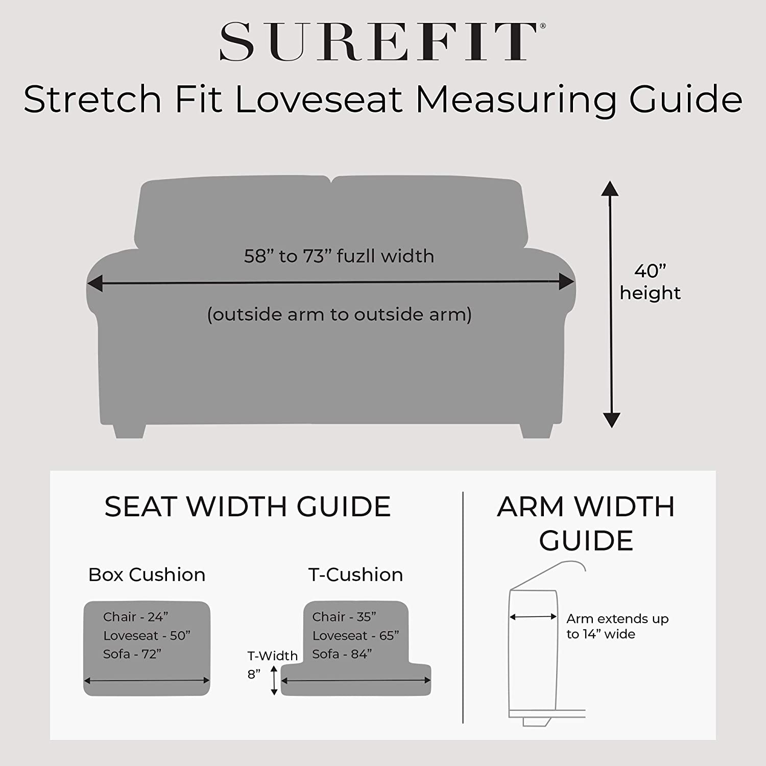 Stretch Morgan 1-Piece Loveseat Furniture Cover, Gray