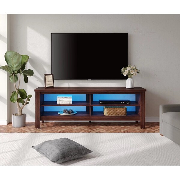 Classic TV Stand with LED Lights for 55-85 Inch TV， Black/Espresso/Oak