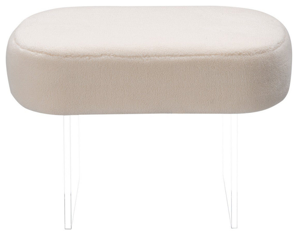 Barbie Faux Sheepskin Ottoman   Contemporary   Footstools And Ottomans   by Peachtree Fine Furniture  Houzz