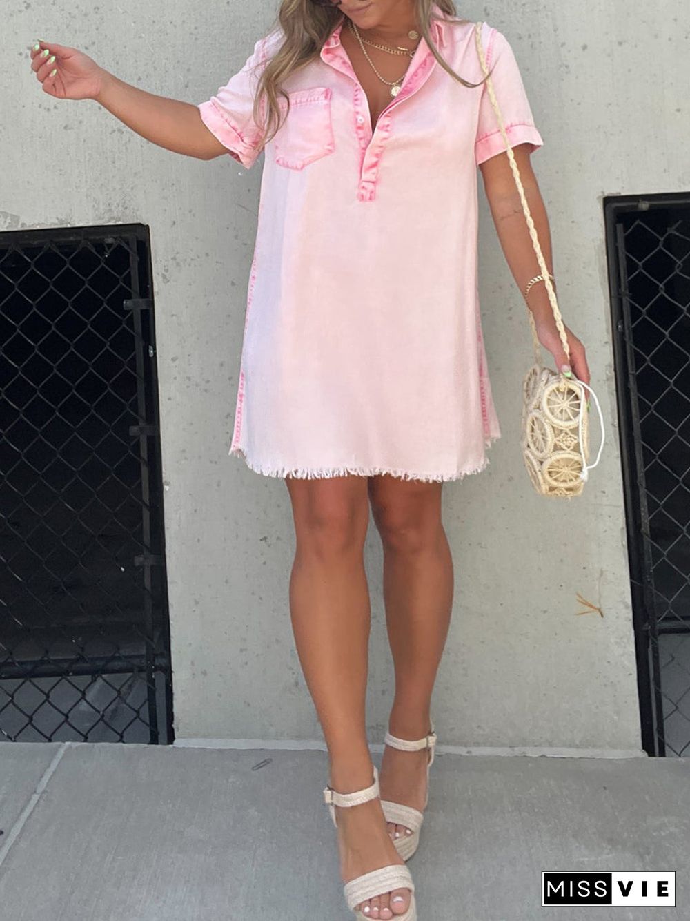 Happy Endings Tencel Shirt Dress Pink