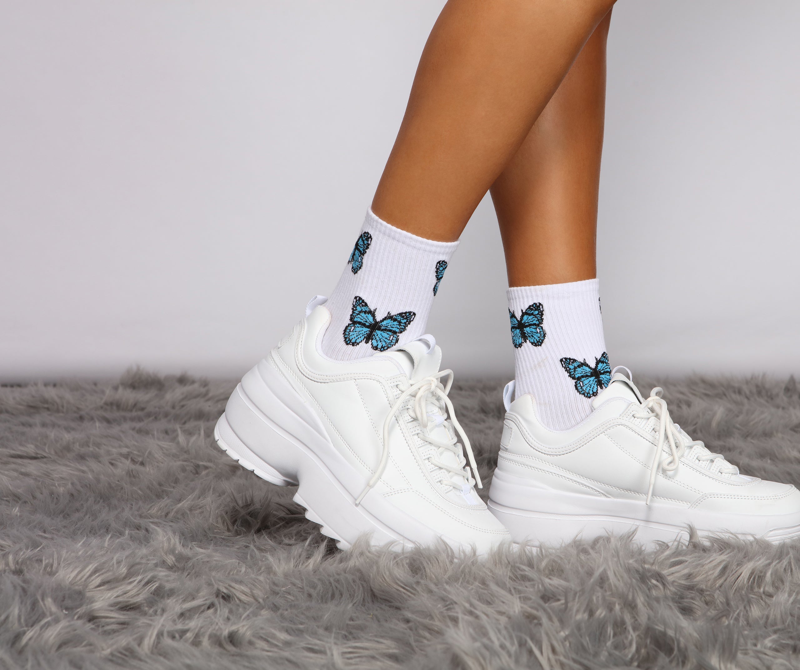 Two Pack Butterfly Crew Socks