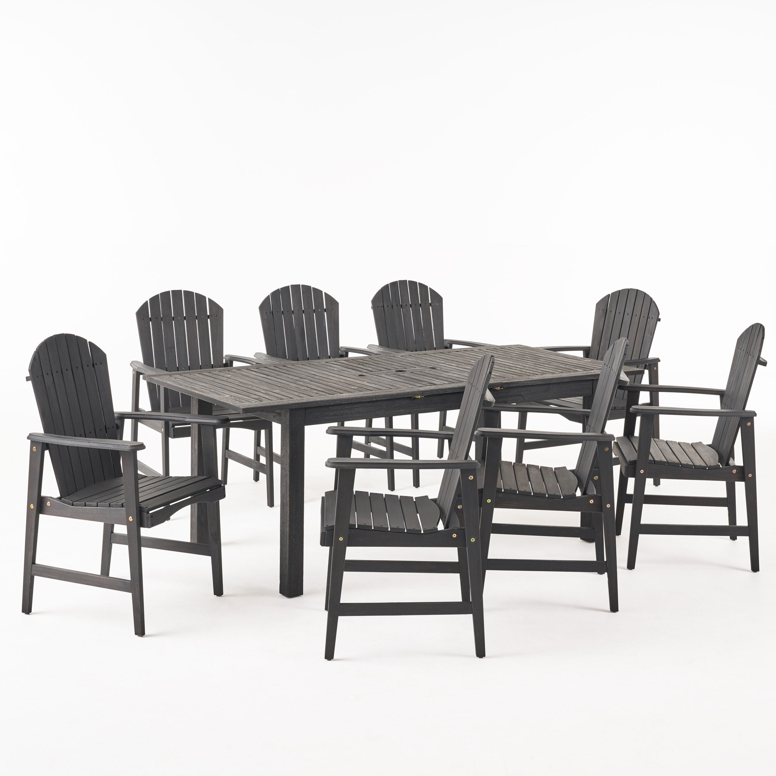 Bentlee Outdoor 8 Seater Acacia Wood Adirondack Dining Set