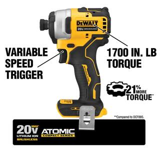 DW ATOMIC 20V MAX Li-Ion Brushless Cordless Compact 14 in. Impact Driver Kit and 20V 4-12 in. Circ Saw DCF809C1W571