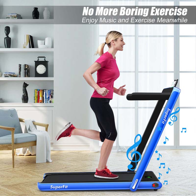 2 in 1 Folding Electric Treadmill for Home Gym, 2.25HP Under Desk Treadmill, Portable Walking Running Machine with Bluetooth Speaker