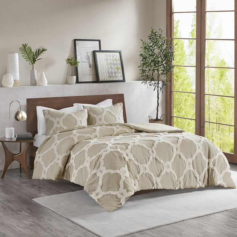 Madison Park Nollie Chenille Cotton Geometric 3-piece Comforter Set