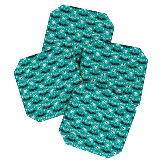 Heather Dutton Night Creatures Teal Set Of 4 Coasters Deny Designs