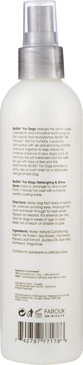 BioSilk Therapy Detangling and Shine Dog Spray， 8-oz bottle