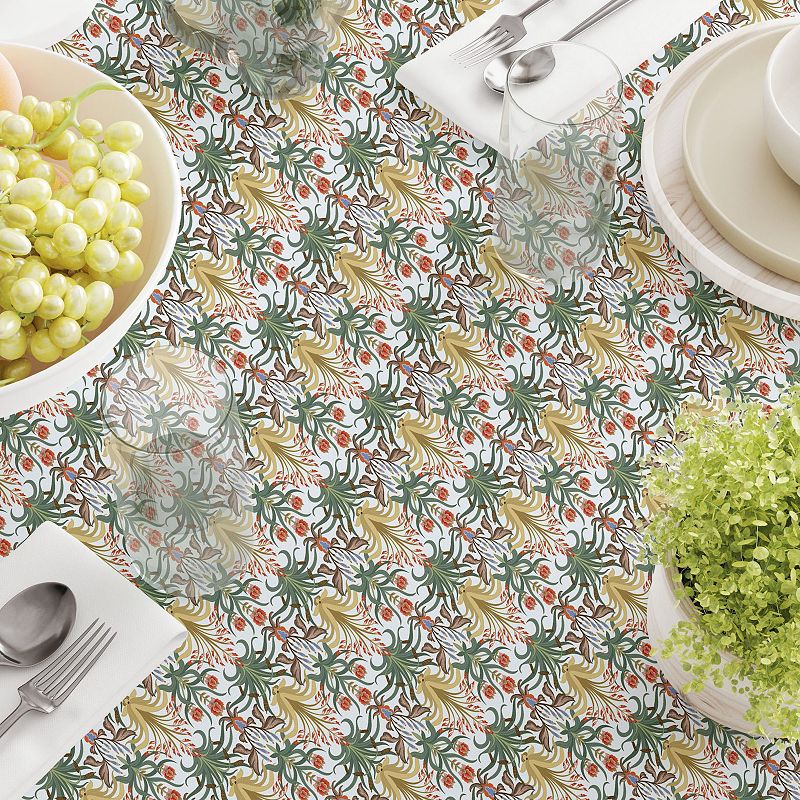 Square Tablecloth， 100% Cotton， 52x52， Floral 109