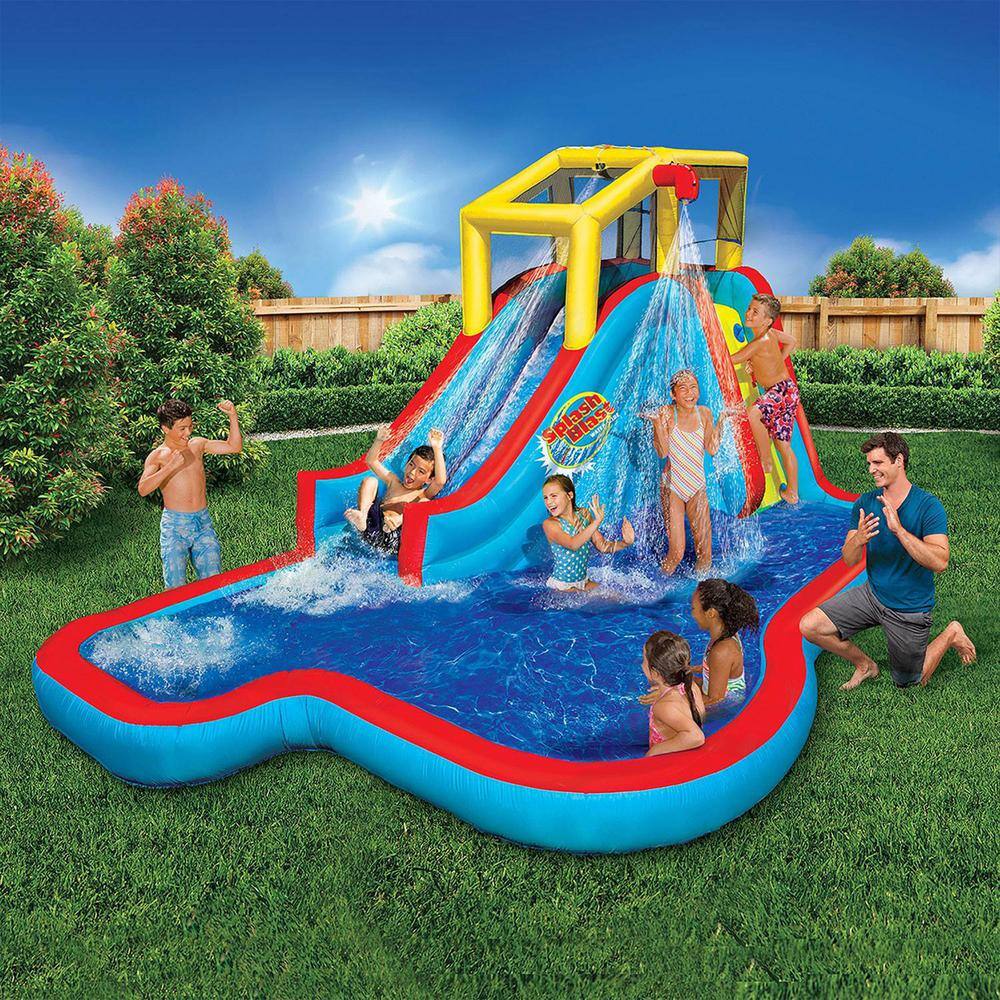 BANZAI Slide and Soak Splash Park Inflatable Outdoor Kids Water Park Play Center BAN-35076