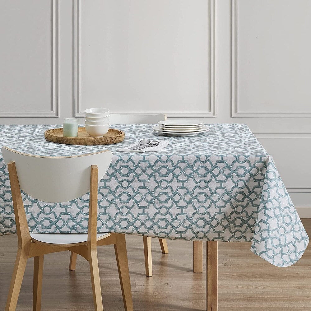 Clorox PEVA Vinyl Spill Proof and Wrinkle Resistant Heavy Duty Tablecloth  60 x 84 Inch  Longwood Trellis