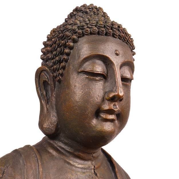 Led Lit Resin Buddha Sculptural Fountain Light Brown