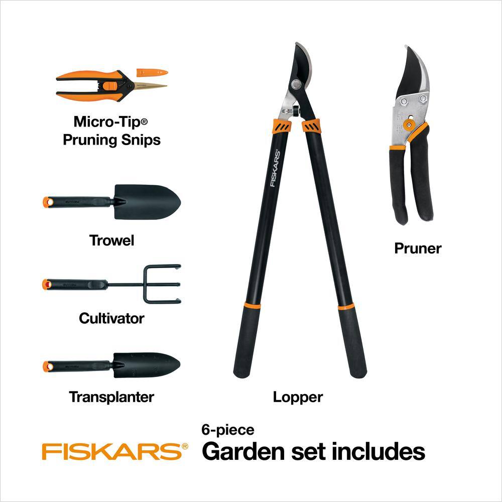 Fiskars Fiskars 6-Piece Garden Essentials Heavy-Duty Tool Set 1068136